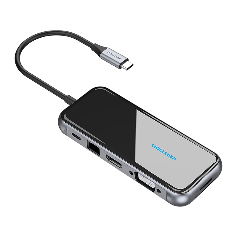 Vention Multi-function 10-IN-1 USB-C to HDMI/ VGA/USB3.0*2/USB2.0*2/RJ45/TF/SD/PD (TFGHB)