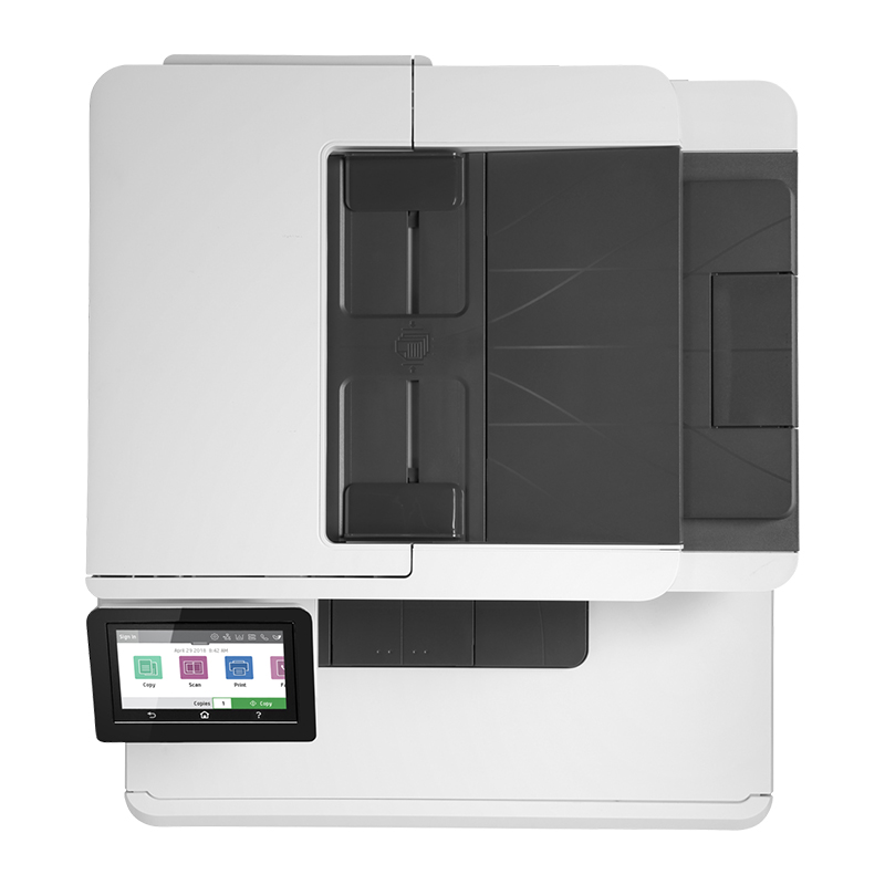 HP Color LaserJet Pro MFP M479fdn - Functions: Print, copy, scan, fax, email, Print speed letter: Up to 28 ppm (black and color), Auto duplex printing; Scan to email; 50-sheet ADF; 2 paper trays (standard), Toner: HP 415A