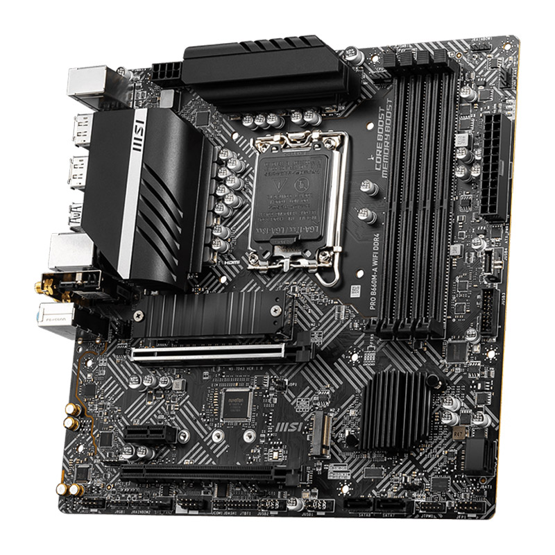 MSI PRO B660M-A WiFi DDR4 Motherboard (mATX, 12th Gen Intel Core, LGA 1700 Socket, DDR4, PCIe 4, 2.5G LAN, M.2 Slots, Wi-Fi 6)