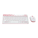 Logitech MK240 Nano Wireless Keyboard &amp; Mouse Combo - White/Vivid Red (920-008201)