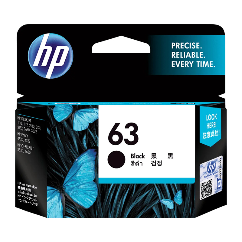 HP 63 Black Original Ink Cartridge (F6U62AA)