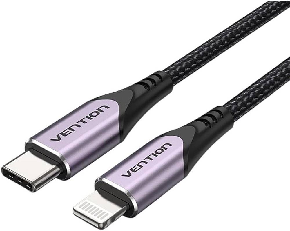 Vention® USB 2.0 C Male to Lightning Male Cable Purple 2M Aluminum Alloy Type (TACVH)