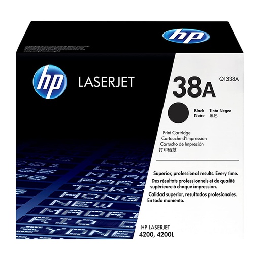 [TON1878] HP 38A Black Original LaserJet Toner Cartridge, Q1338A