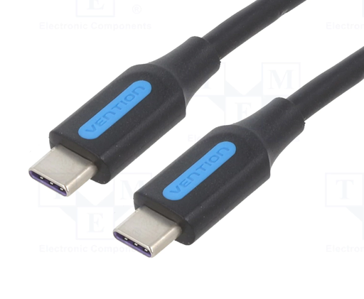 [CBL1243] Vention USB 2.0 Type-C Male to Type-C Male 5A Cable 1.5M Black PVC Type (COTBG)