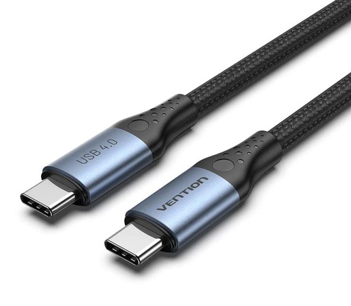 [CBL42165] Vention® Cotton Braided USB 4.0 C Male to C Male 5A Cable 1M Gray (TAVHF)